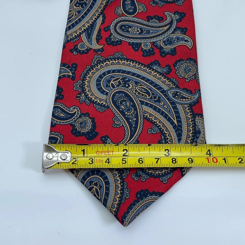 Vintage Andhurst Paisley Necktie Bright Red Blue Gold %100 Silk Made in USA‎ 90s